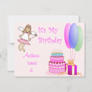 Invitación a cumpleaños rosado de hadas