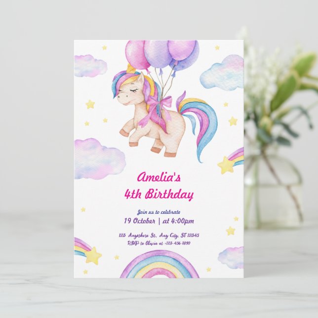 Invitación a cumpleaños rosado de Miss actriz (Anverso de pie)