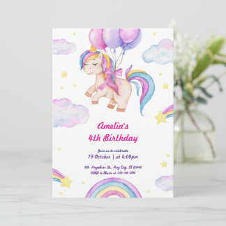Invitación a cumpleaños rosado de Miss actriz