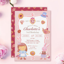 Invitación a cumpleaños rosado del Fiesta del té d