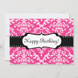 Invitación a cumpleaños rosado dulce Damasco 16