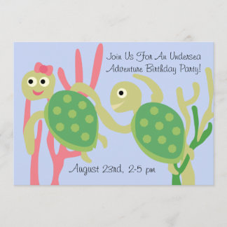 Invitación a cumpleaños submarinos de tortugas oce