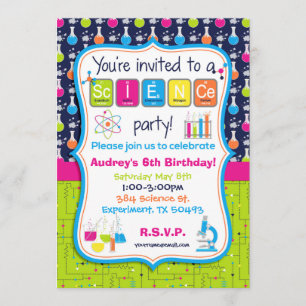 Invitación a cumpleaños temática de experimento ci