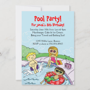 Invitación a cumpleaños temática de Fiesta de pisc