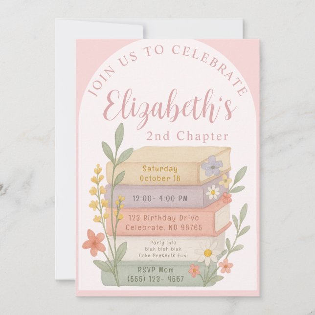 Invitación a cumpleaños temática del libro de próx (Anverso)