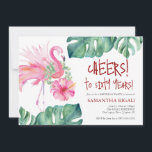 Invitación a cumpleaños tropical por 60°<br><div class="desc">Celebre con un estilo soleado con esta invitación tropical de cumpleaños número 60, diseñada para los adultos amantes de la diversión y las inolvidables celebraciones de hitos. Esta plantilla de invitaciones para fiestas de cumpleaños incluye una pintura acuarela pintada a mano de un flamenco rosa y exuberantes hojas tropicales —perfecta...</div>