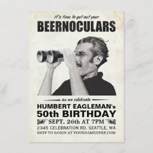 Invitación a cumpleaños vintage de Beernoculars