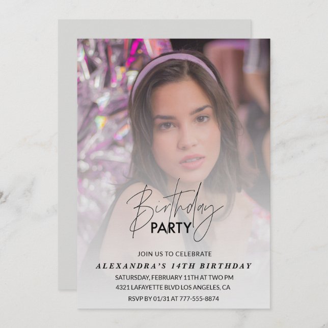 Invitación a cumplir 14 años Fiesta de cumpleaños  (Anverso / Reverso)