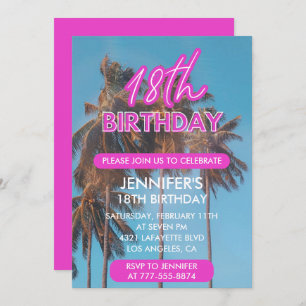 Invitación a cumplir 18 años Palma tropical de ver