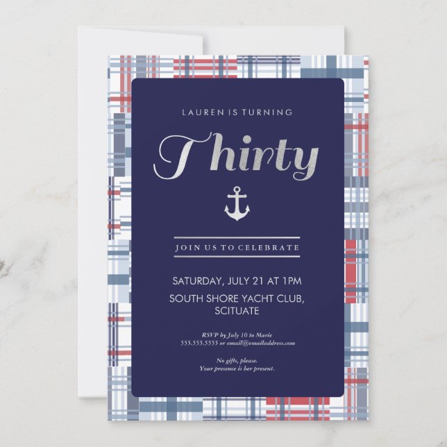 Invitación a cumplir 30 años - Treinta, Verano Náu (Anverso)
