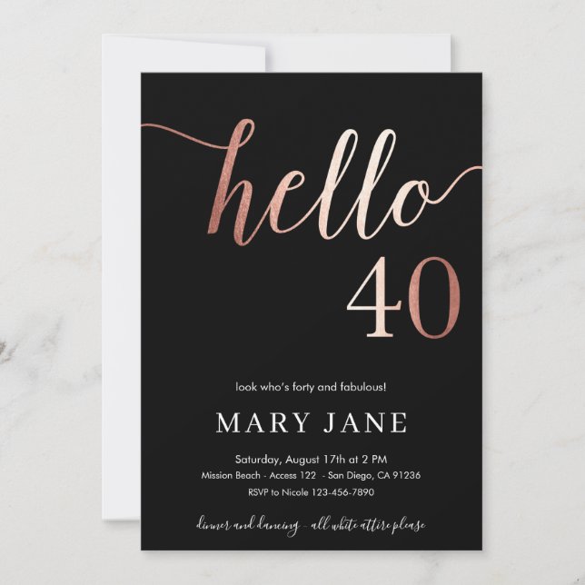 Invitación a cumplir 40 años, 40 años (Anverso)