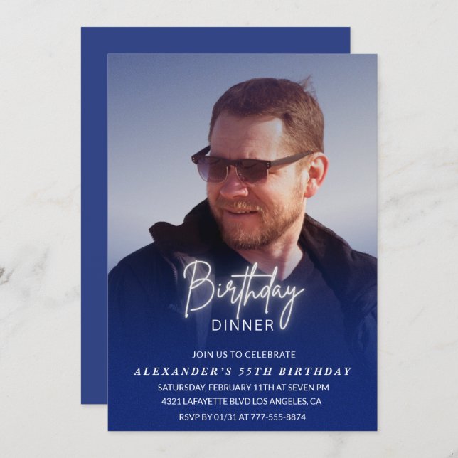 Invitación a cumplir 55 años Fotómeno de cumpleaño (Anverso / Reverso)