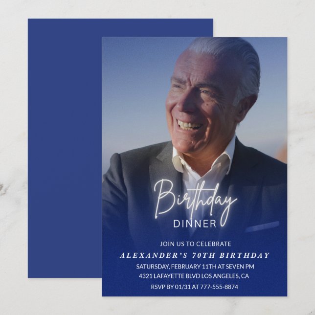 Invitación a cumplir 70 años Fotómeno de cumpleaño (Anverso / Reverso)