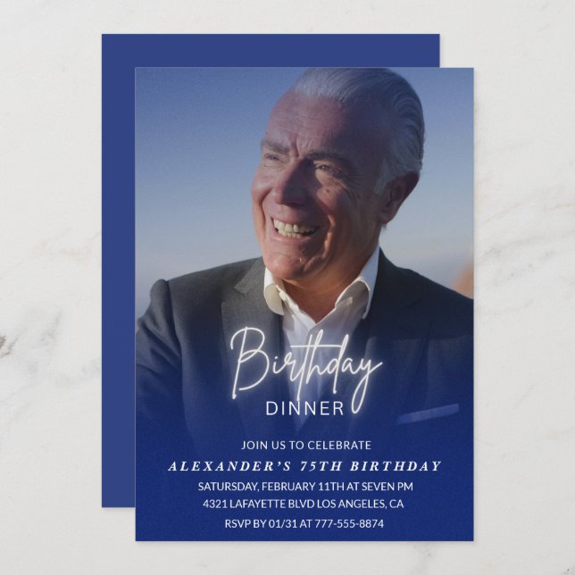 Invitación a cumplir 75 años Fotómeno de cumpleaño (Anverso / Reverso)