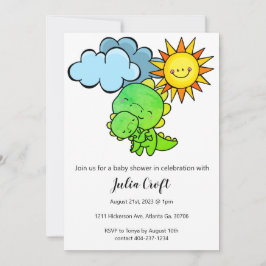 Invitación a curar de Baby Shower sobre los dinosa