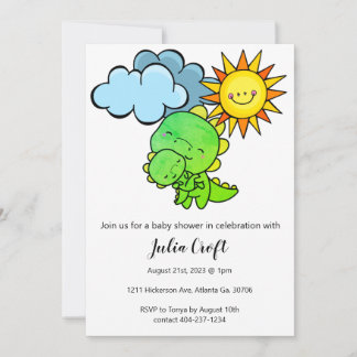 Invitación a curar de Baby Shower sobre los dinosa