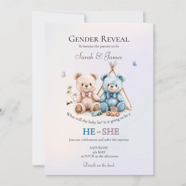Invitación A Cute Gender Reveal Party Invitation (Anverso)