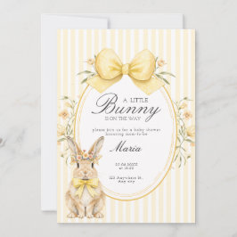Invitación A cute little Floral Bunny Yellow Bow Baby Shower
