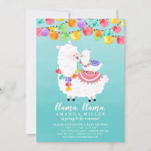 Invitación a Cute Llama Mama en Baby Shower