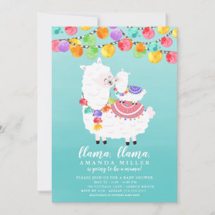 Invitación a Cute Llama Mama en Baby Shower