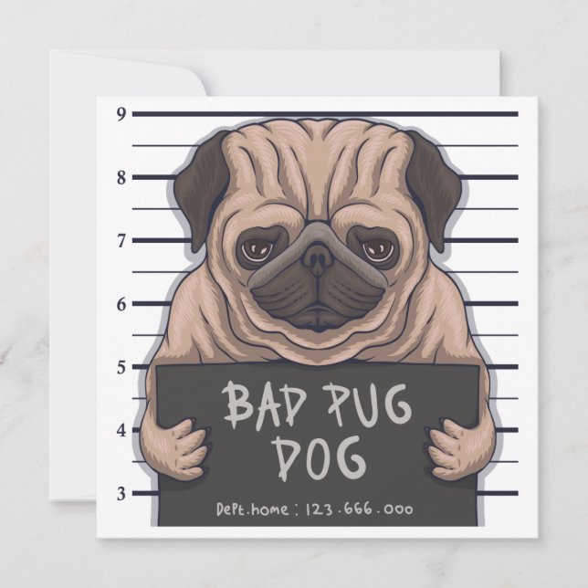 Invitación a Cute Pug (Anverso)