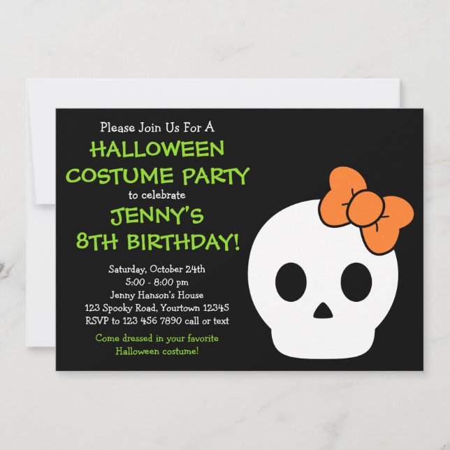 Invitación a Cute SkullHalloween (Anverso)
