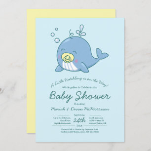 Invitación a Cute Whale Baby Shower Kawaii
