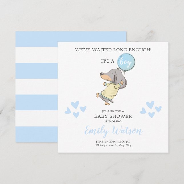 Invitación a Dachshund Baby Shower (Anverso / Reverso)