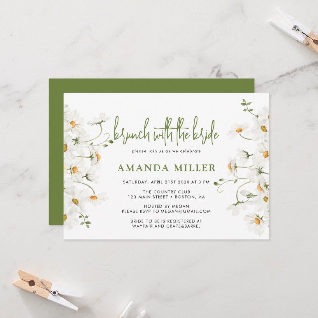 Invitación a Daisy Wildflowers Bridal Shower Brunc (Anverso/Reverso In Situ)