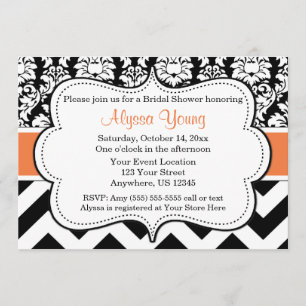 Invitación a Damasco de Chevron negro y Naranja