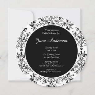 Invitación a Damasco de Floral Blanco-Negro con du