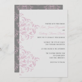 Invitación a Damasco Elegante rosa y Gris