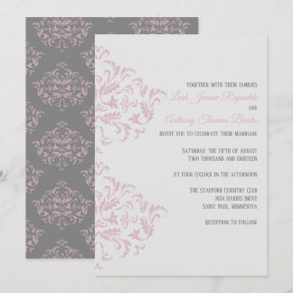 Invitación a Damasco Elegante rosa y Gris