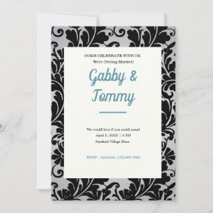 Invitación a damasco negro blanco y negro