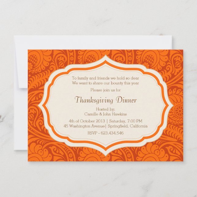 Invitación a Damask, Fiesta de la cena de Acción d (Anverso)