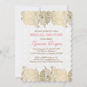 Invitación a damasquinados blancos Gold Paisley La
