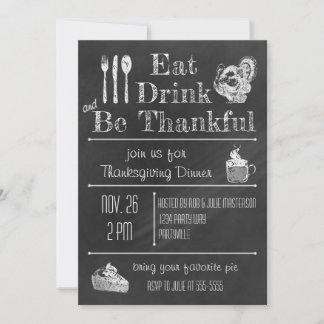 Invitación a dar gracias a Fun Chalkboard