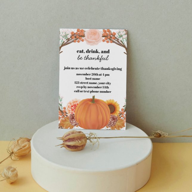 Invitación a dar gracias a la calabaza floral (Subido por el creador)
