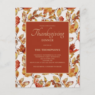 Invitación a dar gracias a la hoja de otoño rusa d