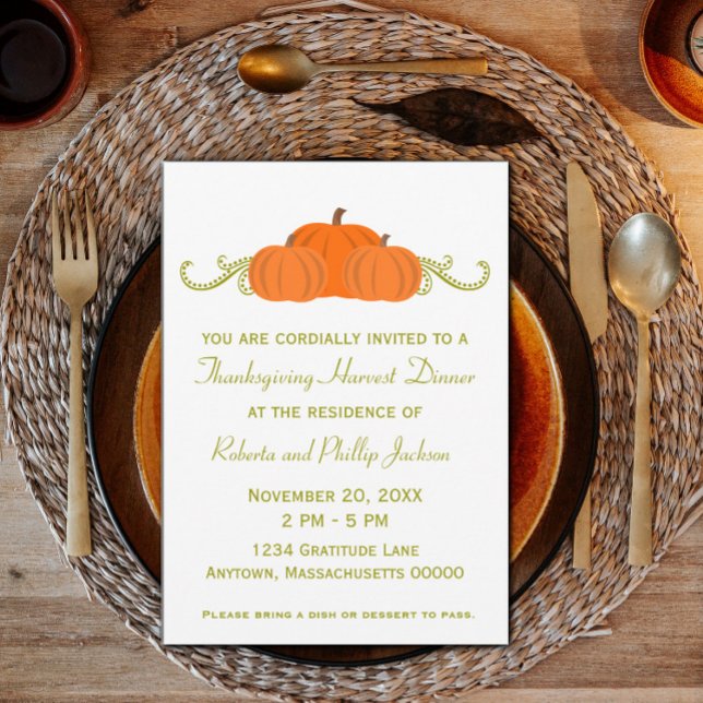 Invitación a dar gracias a las zapatillas de baño (Pumpkin Swirls Thanksgiving Invitation)