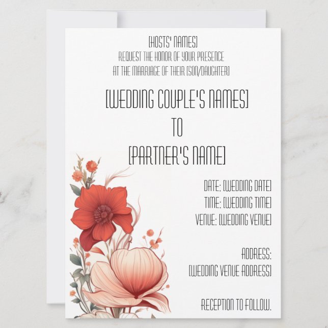 Invitación a Deco ilustrativo floral (Anverso)