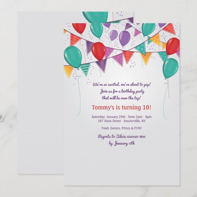 Invitación a Decoraciones de Fiestas (Anverso / Reverso)