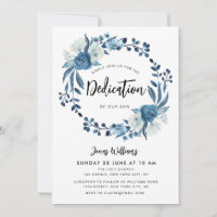 Invitación a dedicarse al bebé floral azul marino
