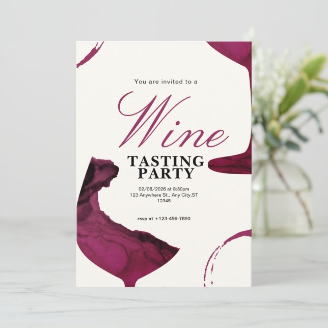 Invitación a degustación de vino blanco y rosado (Anverso de pie)