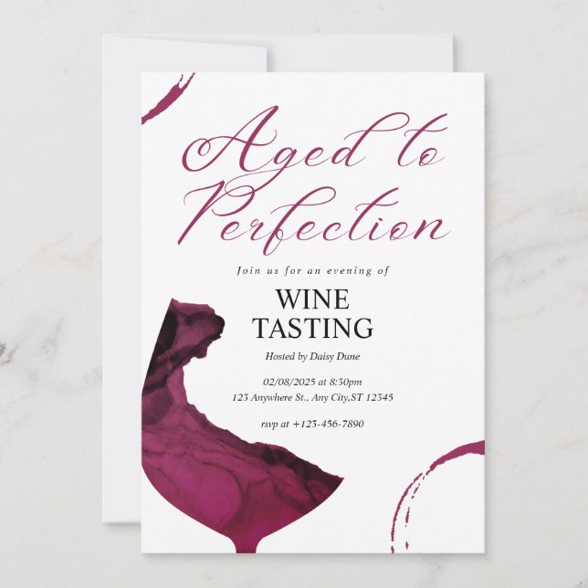 Invitación a degustación de vinos Aged To Perfecti (Anverso)