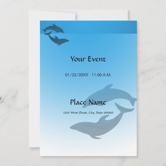 Invitación a delfín azul del océano (Anverso)