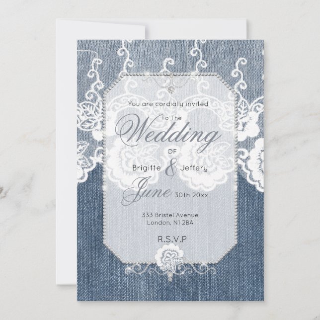 Invitación a denim y diamantes (Anverso)