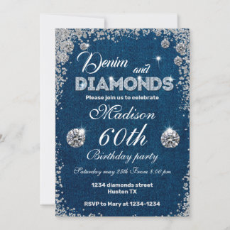 Invitación a Denim y Diamantes Moda Cumpleaños
