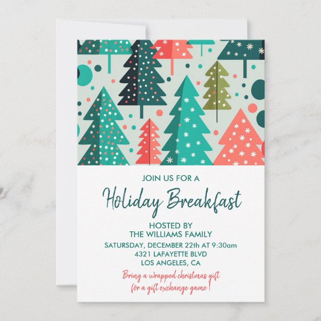 Invitación a desayunar en Navidad Bosque nevado (Anverso)