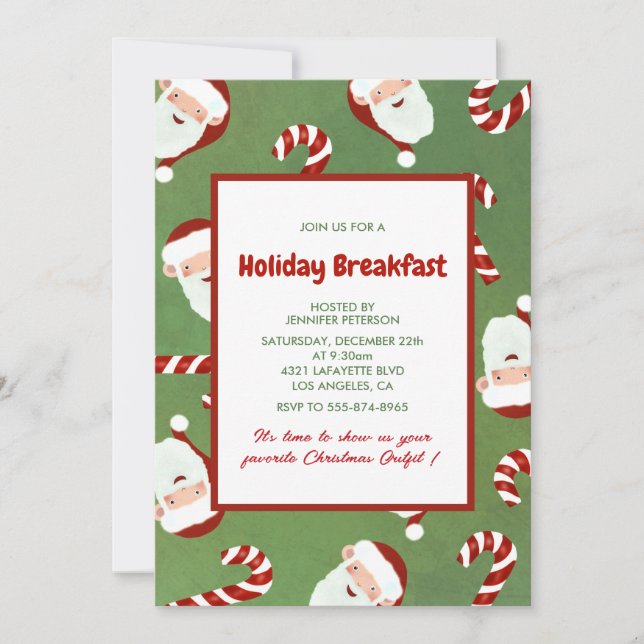 Invitación a desayunar en Navidad Santa Azúcar de  (Anverso)